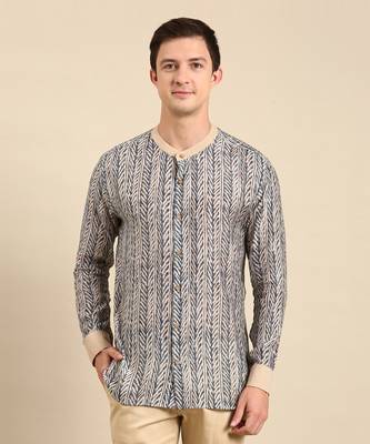 Blue & beige muslin shirt 2