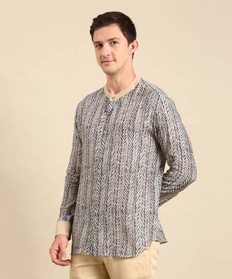 Blue & beige muslin shirt 4