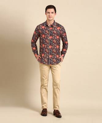 Brown & orange muslin shirt 1