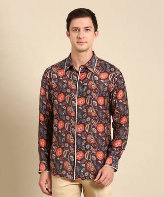 Brown & orange muslin shirt 2