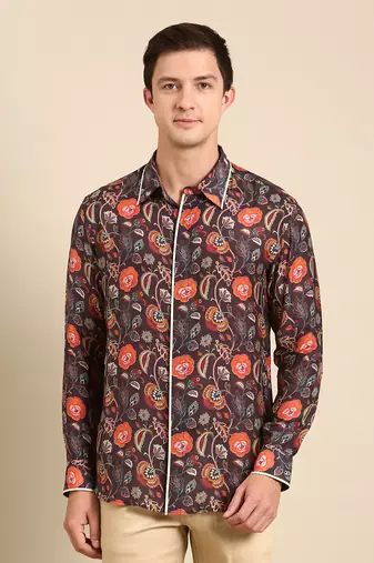 Brown & orange muslin shirt