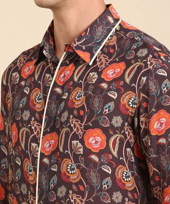 Brown & orange muslin shirt 3