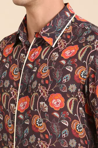 Brown & orange muslin shirt