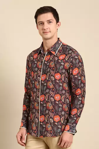 Brown & orange muslin shirt