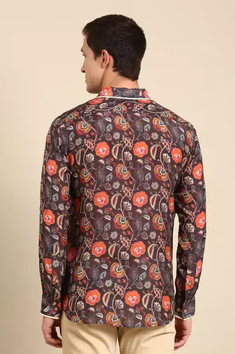 Brown & orange muslin shirt
