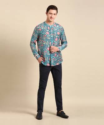Turquoise blue muslin shirt 1