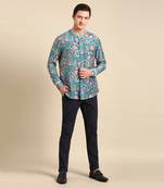 Turquoise blue muslin shirt