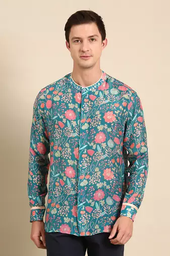 Turquoise blue muslin shirt