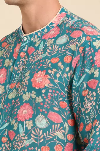 Turquoise blue muslin shirt