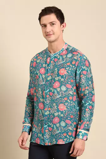 Turquoise blue muslin shirt