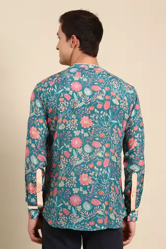Turquoise blue muslin shirt
