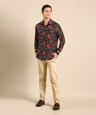 Charcoal grey muslin digital shirt 1