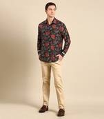 Charcoal grey muslin digital shirt