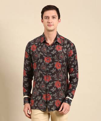 Charcoal grey muslin digital shirt 2