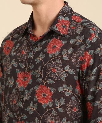 Charcoal grey muslin digital shirt 3