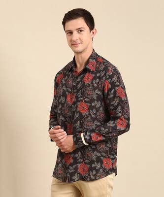Charcoal grey muslin digital shirt 4