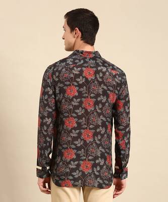 Charcoal grey muslin digital shirt 5