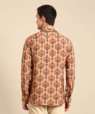 Mustard chanderi print shirt 5