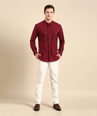 Maroon malai cotton shirt 1