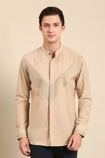 Beige malai cotton shirt