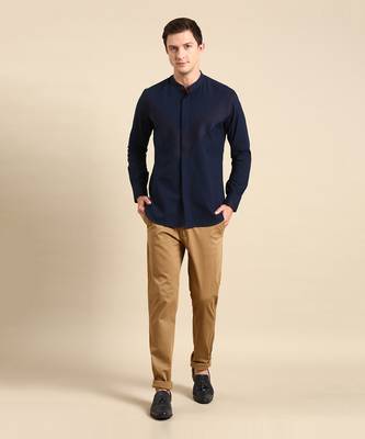 Navy blue malai cotton shirt 1