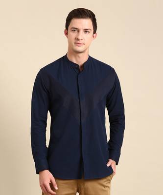 Navy blue malai cotton shirt 2