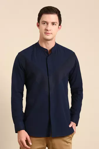 Navy blue malai cotton shirt