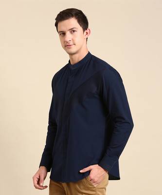 Navy blue malai cotton shirt 4