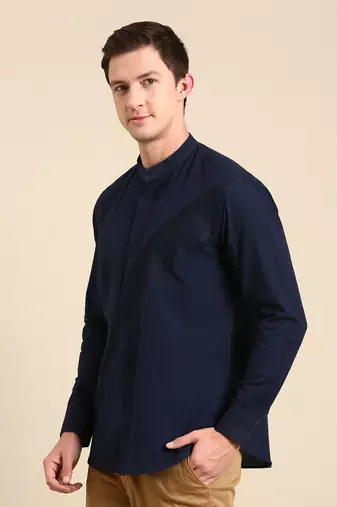 Navy blue malai cotton shirt