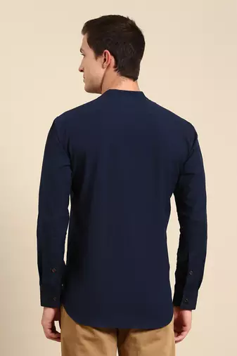 Navy blue malai cotton shirt