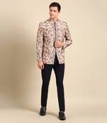 Grey floral printed bandhgala