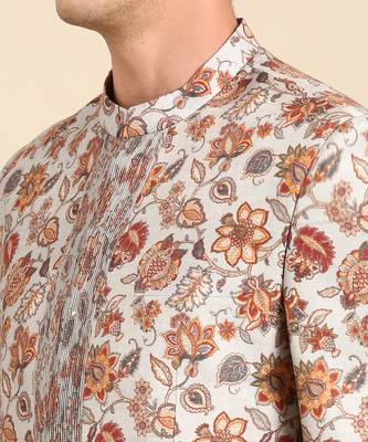 Grey floral printed bandhgala 3
