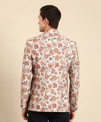 Grey floral printed bandhgala 5