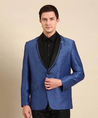 Blue & black silk lenin blazer 2