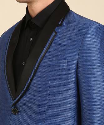 Blue & black silk lenin blazer 3