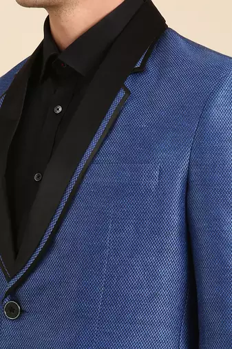 Blue & black silk lenin blazer