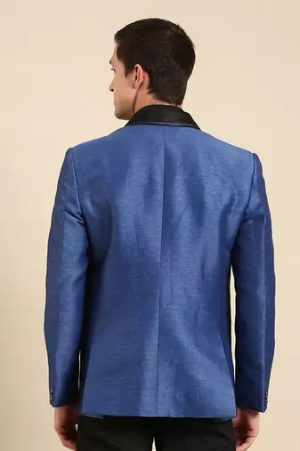 Blue & black silk lenin blazer