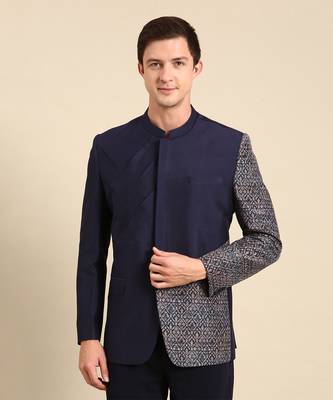 Blue printed lenin and cotton bandhgala 2