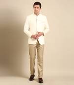 Ivory silk banaras bandhgala