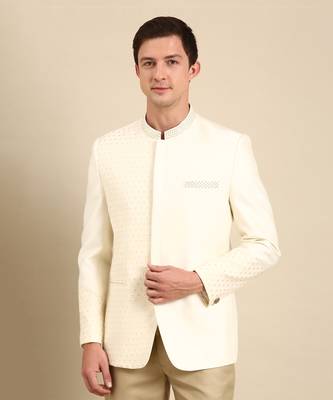 Ivory silk banaras bandhgala 2