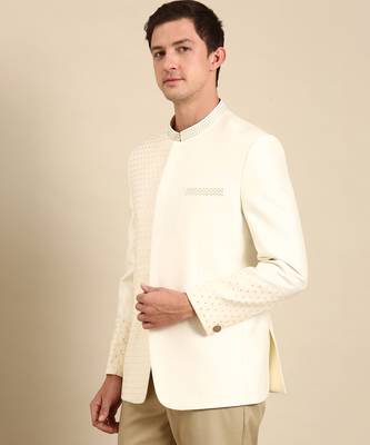 Ivory silk banaras bandhgala 4