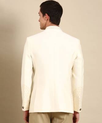 Ivory silk banaras bandhgala 5