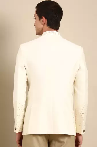 Ivory silk banaras bandhgala
