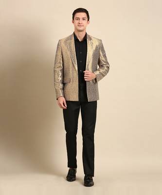 Gold silk jacquare blazer 1