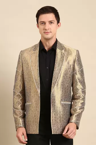 Gold silk jacquare blazer