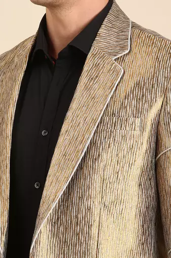 Gold silk jacquare blazer