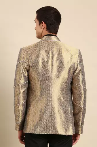 Gold silk jacquare blazer