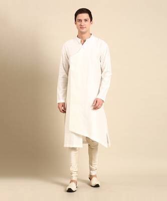 Ivory silk jaquard kurta set 1