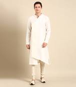Ivory silk jaquard kurta set