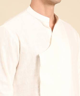 Ivory silk jaquard kurta set 3